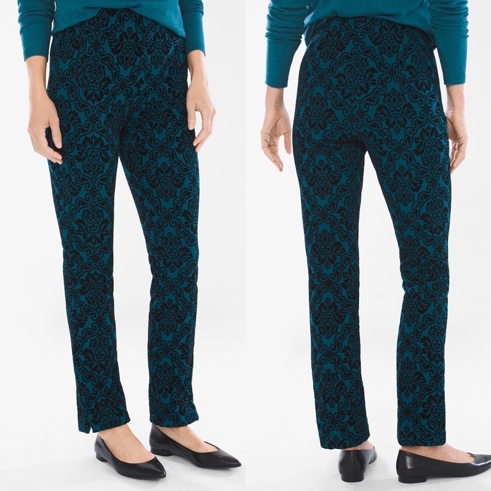 Chico’s NEW So Slimming Juliet Flocked Pants Sz 18 Tall